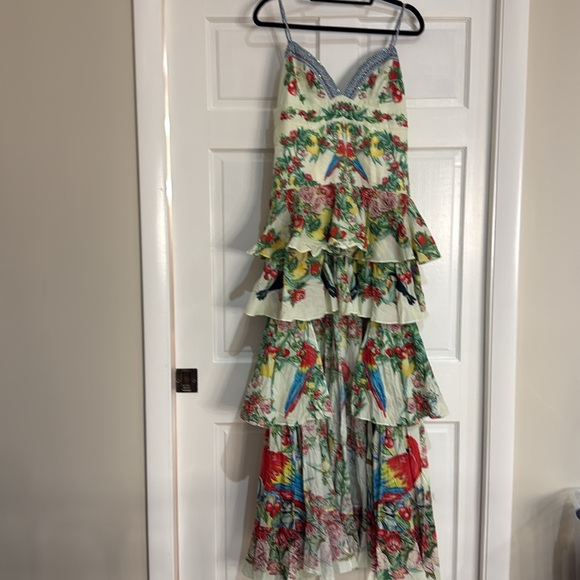 Camilla Green and White Asymmetrical High-Low Sundress - Picture 7 of 10